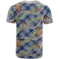 Navy Blue Palaka Hula Girls Seamless Hawaii Aloha T Shirt LT7 - Polynesian Pride