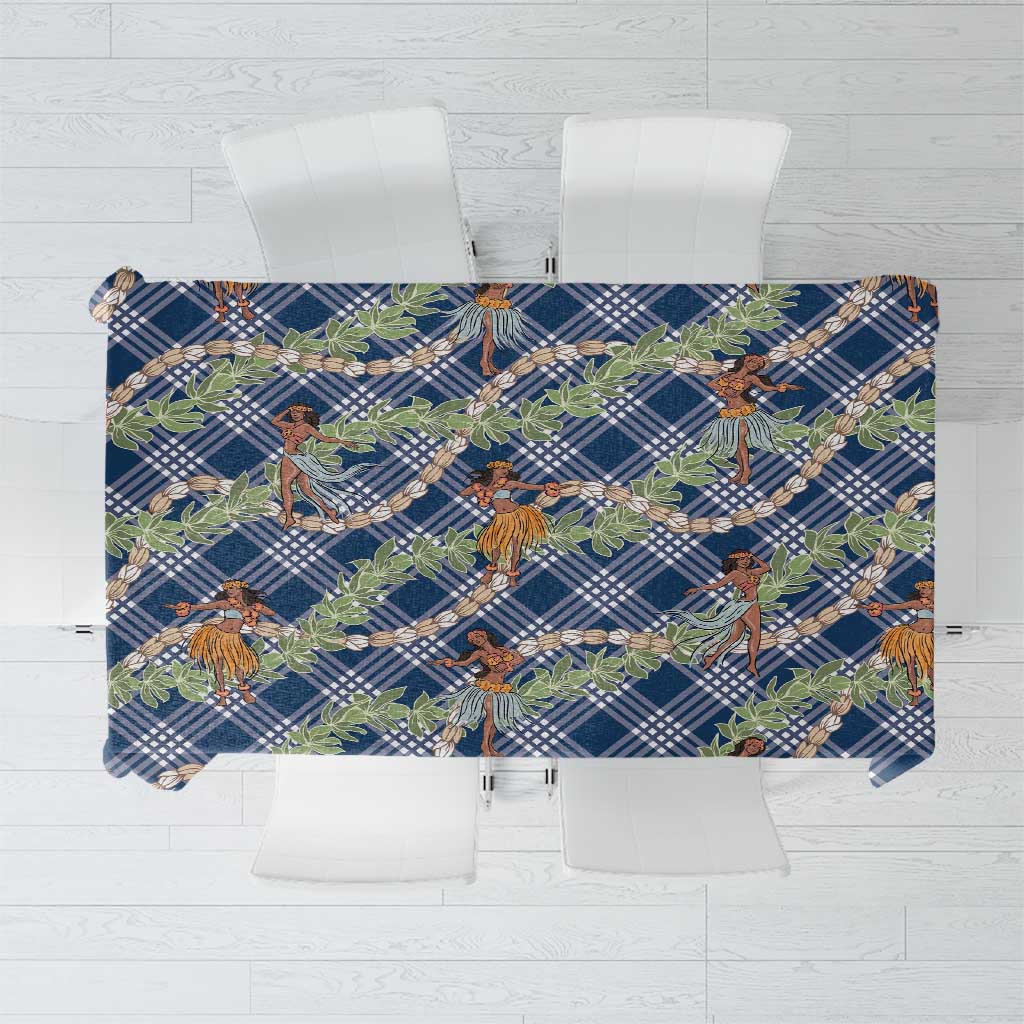 Navy Blue Palaka Hula Girls Seamless Hawaii Aloha Tablecloth LT7 Navy Blue - Polynesian Pride
