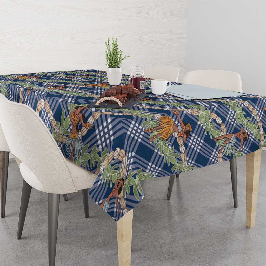 Navy Blue Palaka Hula Girls Seamless Hawaii Aloha Tablecloth LT7 - Polynesian Pride