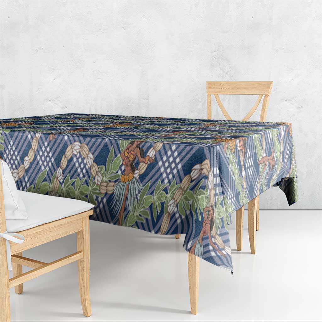 Navy Blue Palaka Hula Girls Seamless Hawaii Aloha Tablecloth LT7 - Polynesian Pride
