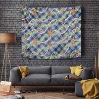 Navy Blue Palaka Hula Girls Seamless Hawaii Aloha Tapestry LT7 Navy Blue - Polynesian Pride