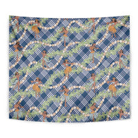 Navy Blue Palaka Hula Girls Seamless Hawaii Aloha Tapestry LT7 - Polynesian Pride