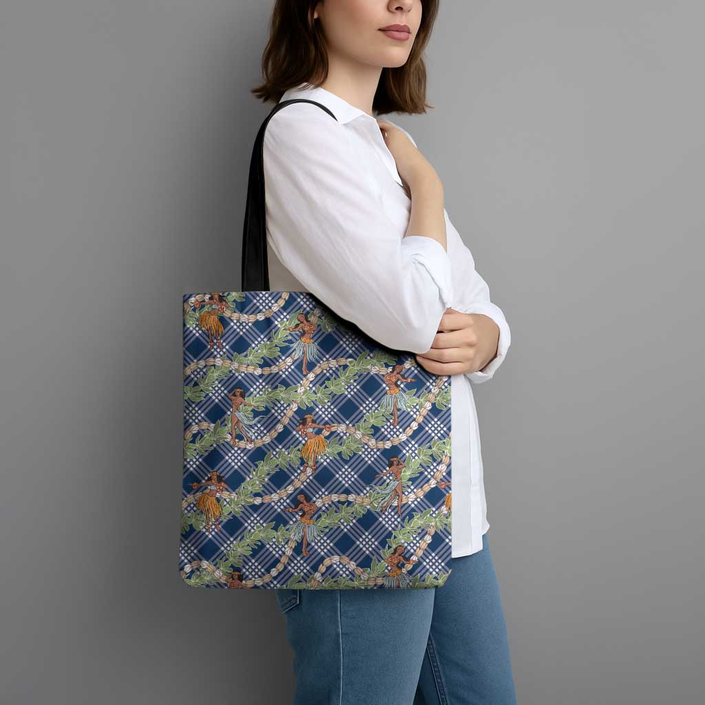 Navy Blue Palaka Hula Girls Seamless Hawaii Aloha Tote Bag LT7 - Polynesian Pride