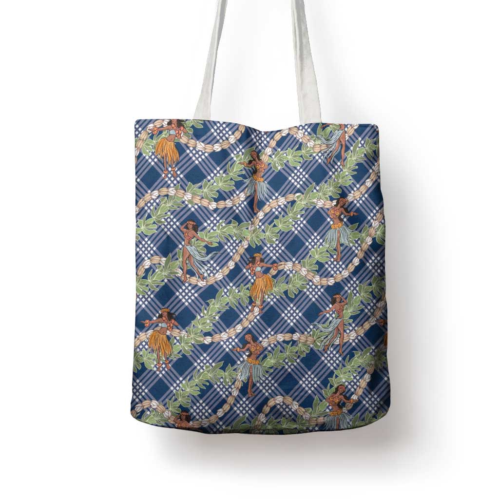 Navy Blue Palaka Hula Girls Seamless Hawaii Aloha Tote Bag LT7 - Polynesian Pride