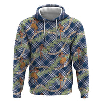 Navy Blue Palaka Hula Girls Seamless Hawaii Aloha Zip Hoodie LT7 Pullover Hoodie Navy Blue - Polynesian Pride