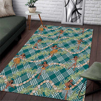 Teal Palaka Hula Girls Seamless Hawaii Aloha Area Rug LT7 Teal - Polynesian Pride