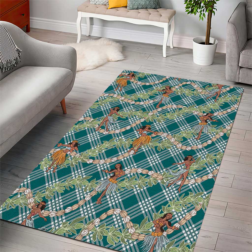 Teal Palaka Hula Girls Seamless Hawaii Aloha Area Rug LT7 - Polynesian Pride