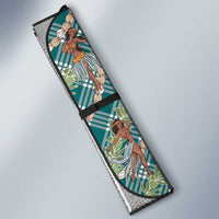 Teal Palaka Hula Girls Seamless Hawaii Aloha Auto Sun Shade LT7 - Polynesian Pride