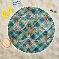 Teal Palaka Hula Girls Seamless Hawaii Aloha Beach Blanket LT7 One Size 150cm Teal - Polynesian Pride