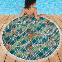Teal Palaka Hula Girls Seamless Hawaii Aloha Beach Blanket LT7 - Polynesian Pride