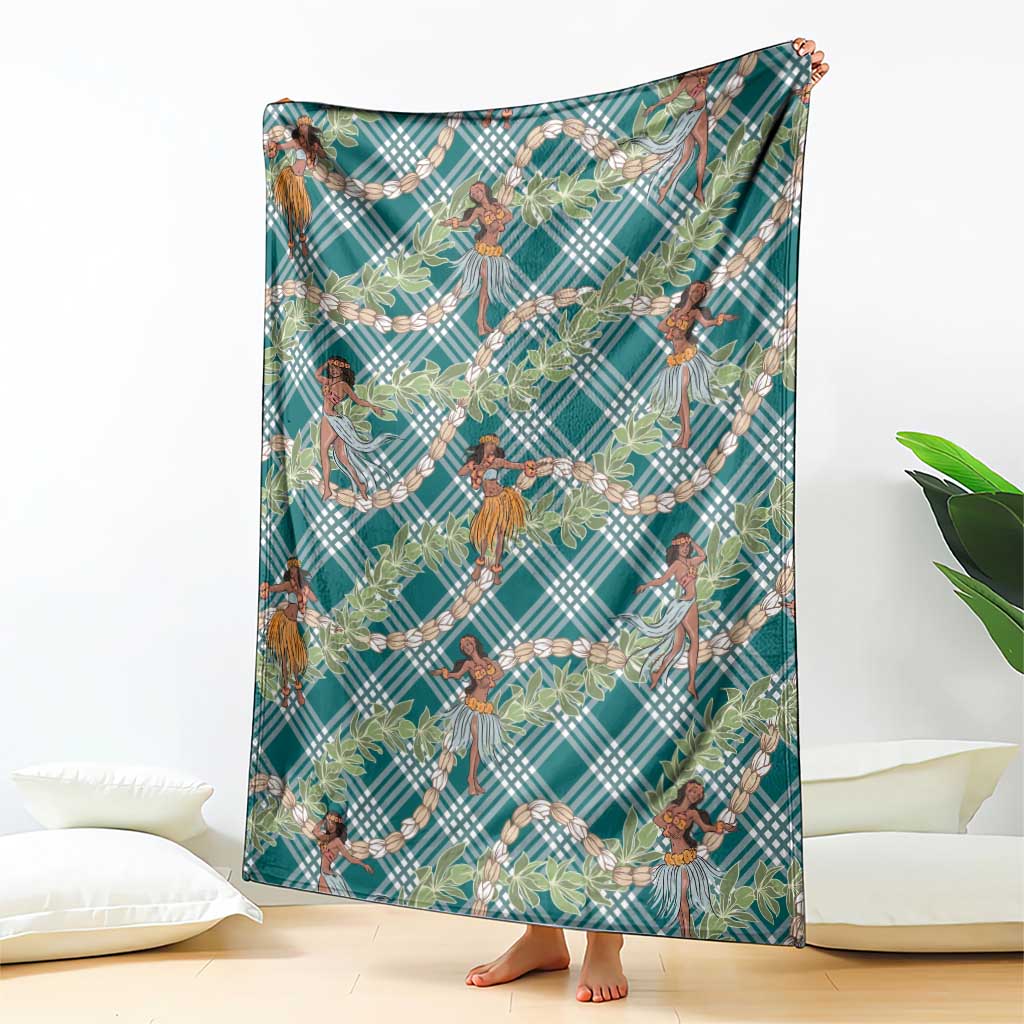 Teal Palaka Hula Girls Seamless Hawaii Aloha Blanket LT7 - Polynesian Pride