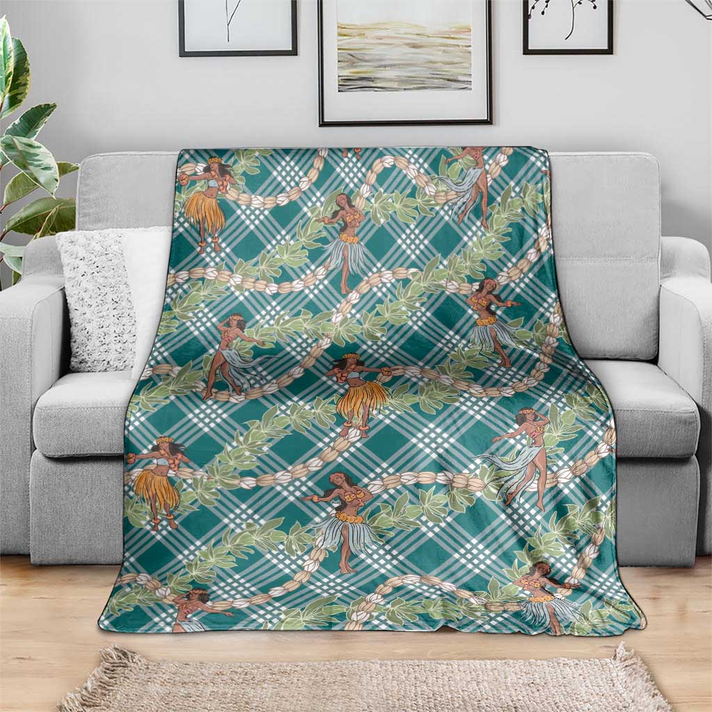 Teal Palaka Hula Girls Seamless Hawaii Aloha Blanket LT7 - Polynesian Pride