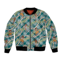 Teal Palaka Hula Girls Seamless Hawaii Aloha Bomber Jacket LT7 Unisex Teal - Polynesian Pride
