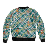 Teal Palaka Hula Girls Seamless Hawaii Aloha Bomber Jacket LT7 - Polynesian Pride