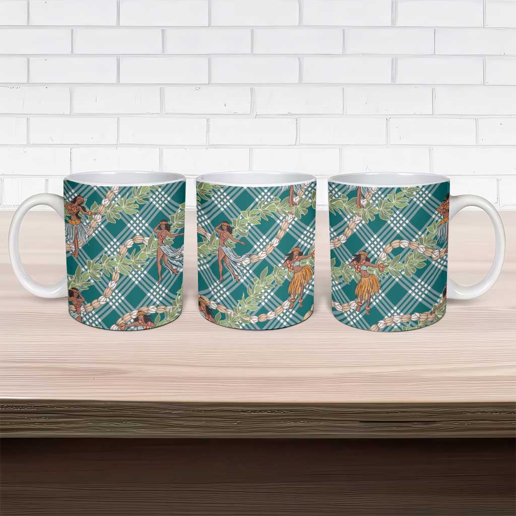 Teal Palaka Hula Girls Seamless Hawaii Aloha Ceramic Mug LT7 - Polynesian Pride