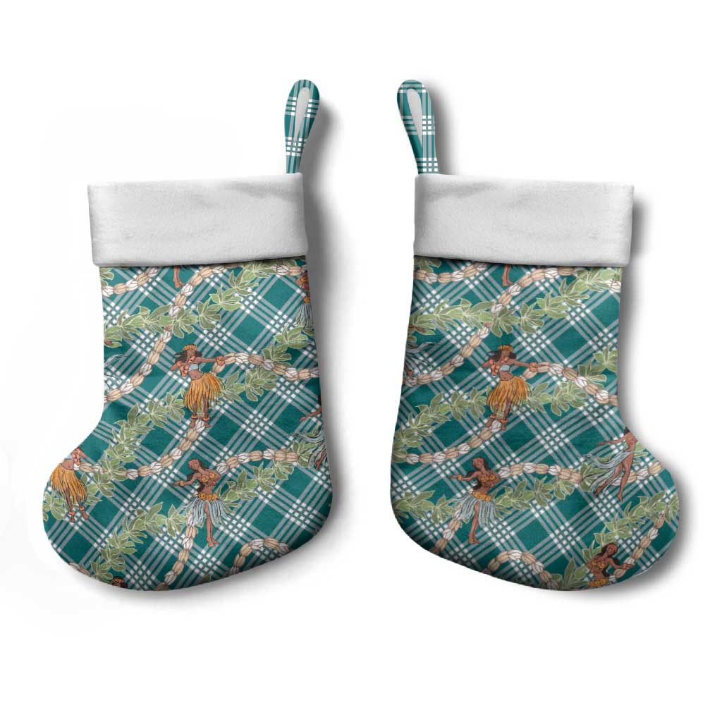 Teal Palaka Hula Girls Seamless Hawaii Aloha Christmas Stocking LT7 - Polynesian Pride