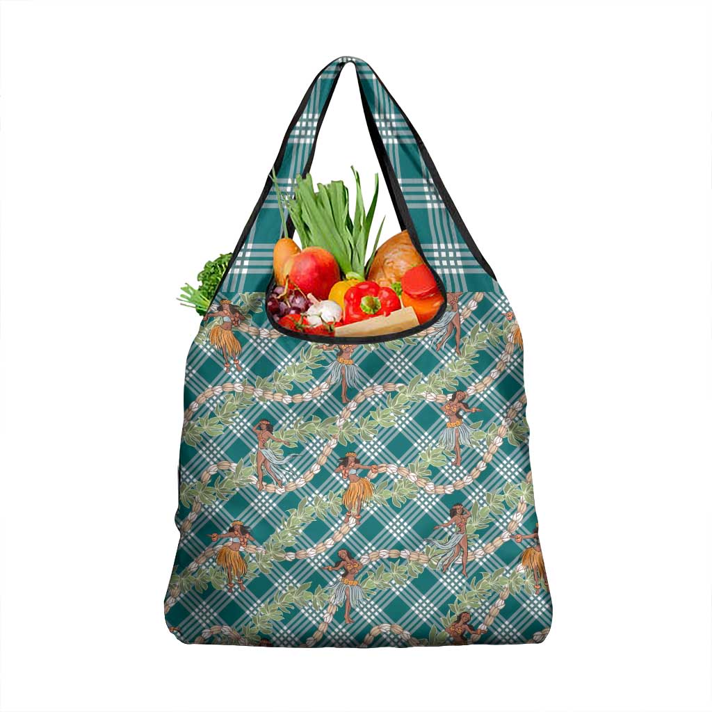Teal Palaka Hula Girls Seamless Hawaii Aloha Grocery Bag LT7 1-pack One Size Teal - Polynesian Pride