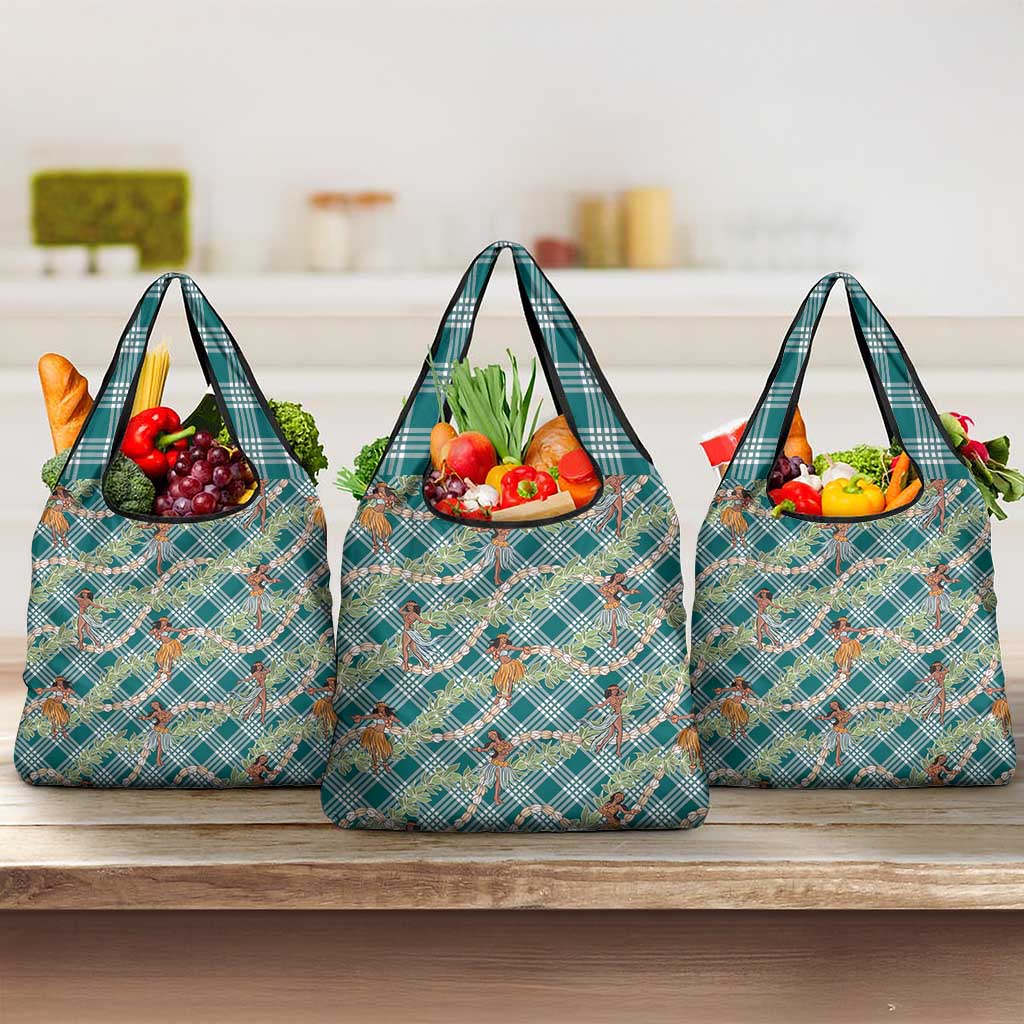 Teal Palaka Hula Girls Seamless Hawaii Aloha Grocery Bag LT7 3-pack One Size Teal - Polynesian Pride
