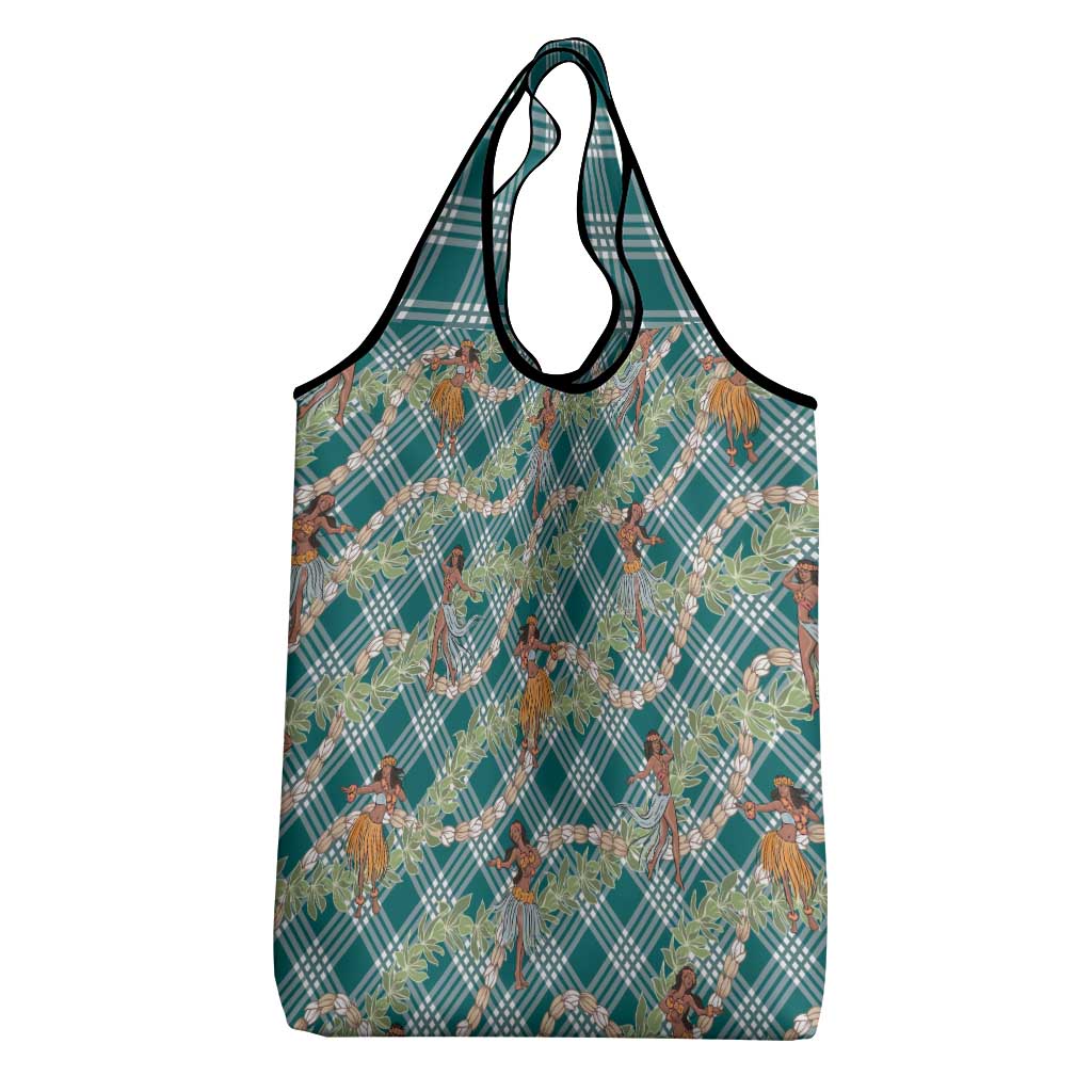 Teal Palaka Hula Girls Seamless Hawaii Aloha Grocery Bag LT7 - Polynesian Pride
