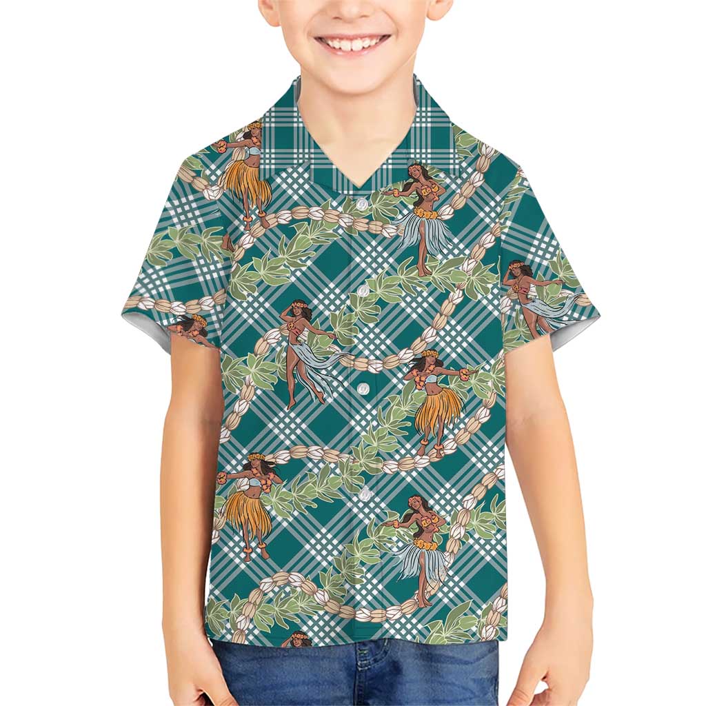 Teal Palaka Hula Girls Seamless Hawaii Aloha Kid Hawaiian Shirt LT7 Kid Teal - Polynesian Pride