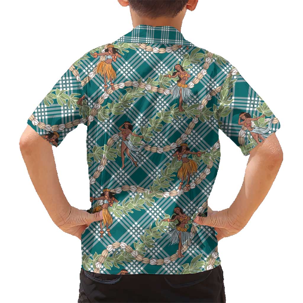 Teal Palaka Hula Girls Seamless Hawaii Aloha Kid Hawaiian Shirt LT7 - Polynesian Pride