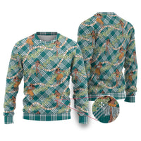 Teal Palaka Hula Girls Seamless Hawaii Aloha Ugly Christmas Sweater LT7 Teal - Polynesian Pride