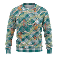 Teal Palaka Hula Girls Seamless Hawaii Aloha Ugly Christmas Sweater LT7 - Polynesian Pride