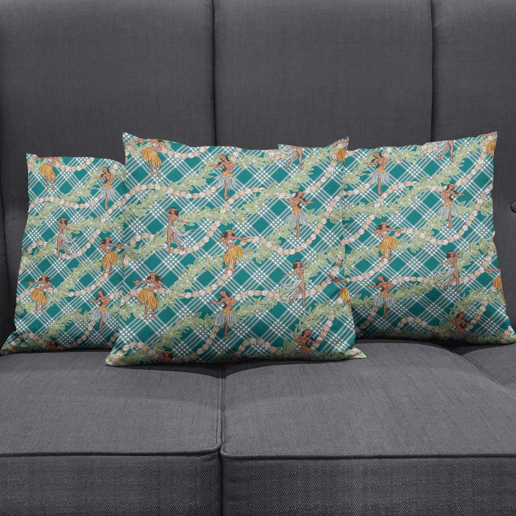 Teal Palaka Hula Girls Seamless Hawaii Aloha Pillow Cover LT7 - Polynesian Pride
