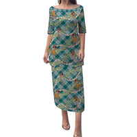 Teal Palaka Hula Girls Seamless Hawaii Aloha Puletasi LT7 Long Dress Teal - Polynesian Pride