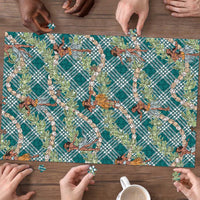 Teal Palaka Hula Girls Seamless Hawaii Aloha Puzzle LT7 - Polynesian Pride