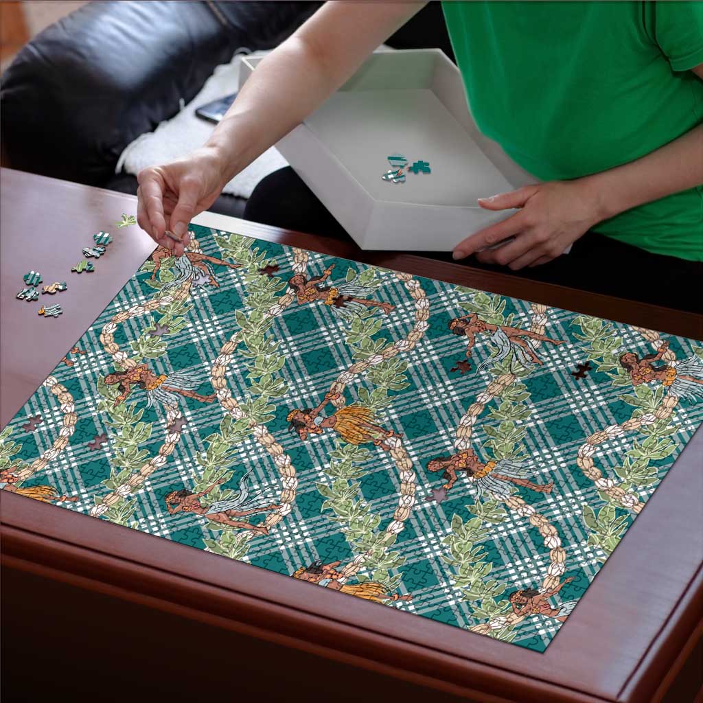 Teal Palaka Hula Girls Seamless Hawaii Aloha Puzzle LT7 - Polynesian Pride
