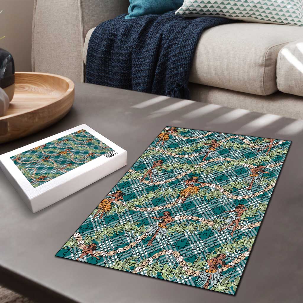 Teal Palaka Hula Girls Seamless Hawaii Aloha Puzzle LT7 - Polynesian Pride