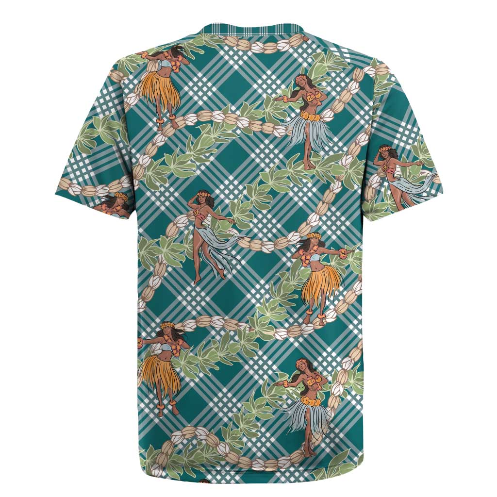 Teal Palaka Hula Girls Seamless Hawaii Aloha Rugby Jersey LT7 - Polynesian Pride