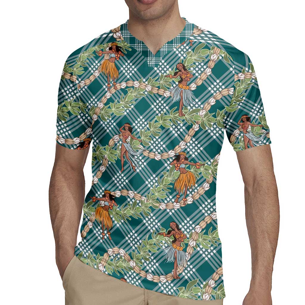 Teal Palaka Hula Girls Seamless Hawaii Aloha Rugby Jersey LT7 - Polynesian Pride