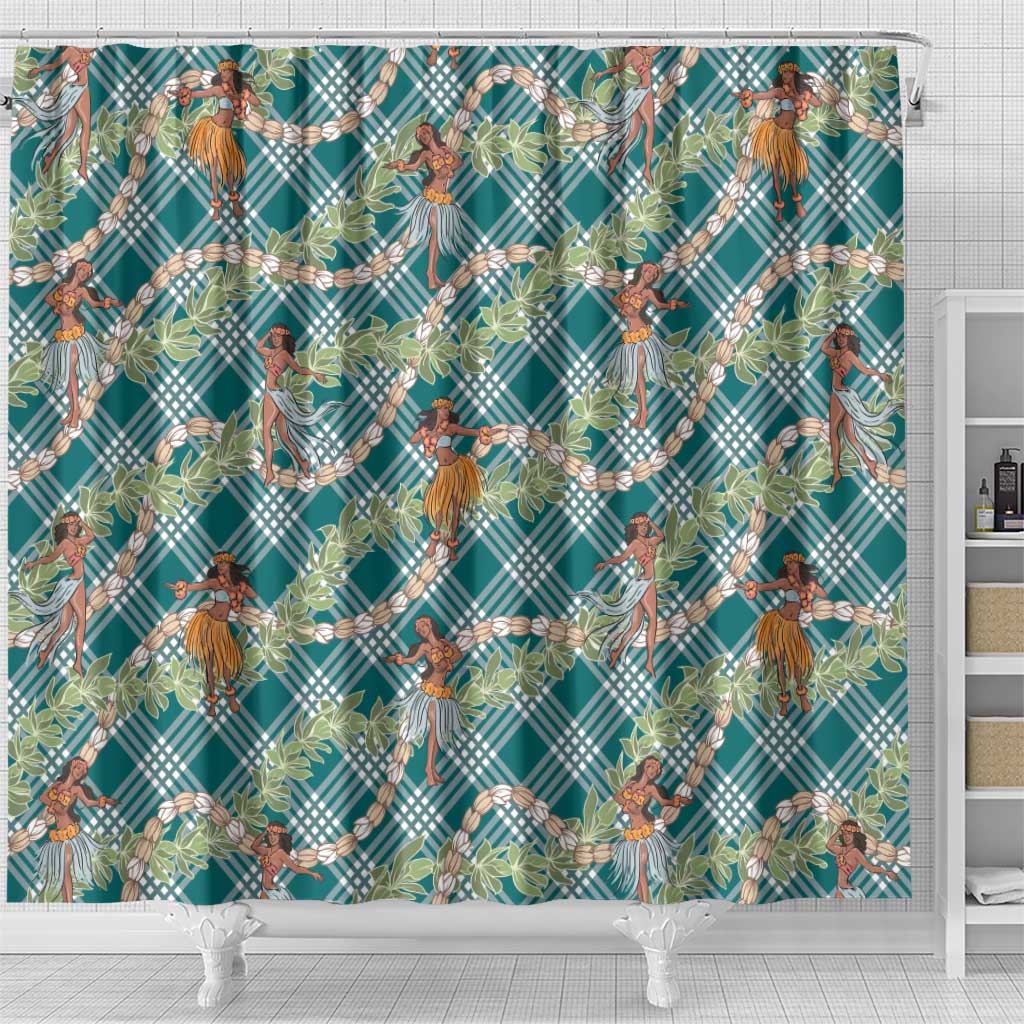 Teal Palaka Hula Girls Seamless Hawaii Aloha Shower Curtain LT7 - Polynesian Pride