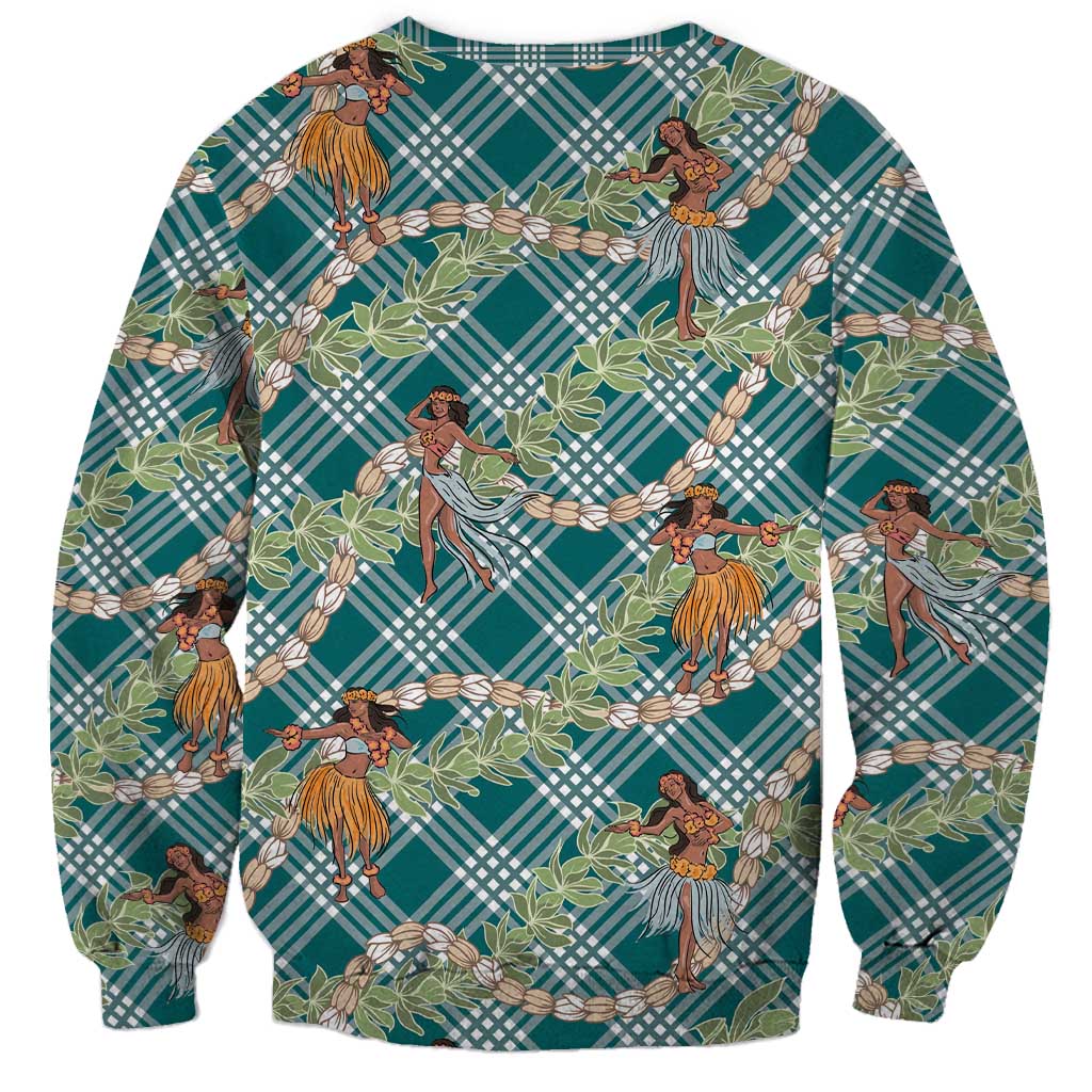 Teal Palaka Hula Girls Seamless Hawaii Aloha Sweatshirt LT7 - Polynesian Pride