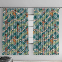 Teal Palaka Hula Girls Seamless Hawaii Aloha Window Curtain LT7 With Hooks Teal - Polynesian Pride