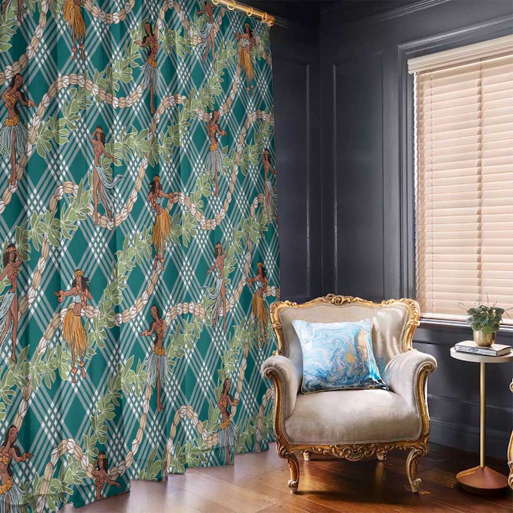 Teal Palaka Hula Girls Seamless Hawaii Aloha Window Curtain LT7 - Polynesian Pride