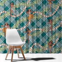 Teal Palaka Hula Girls Seamless Hawaii Aloha Window Curtain LT7 - Polynesian Pride