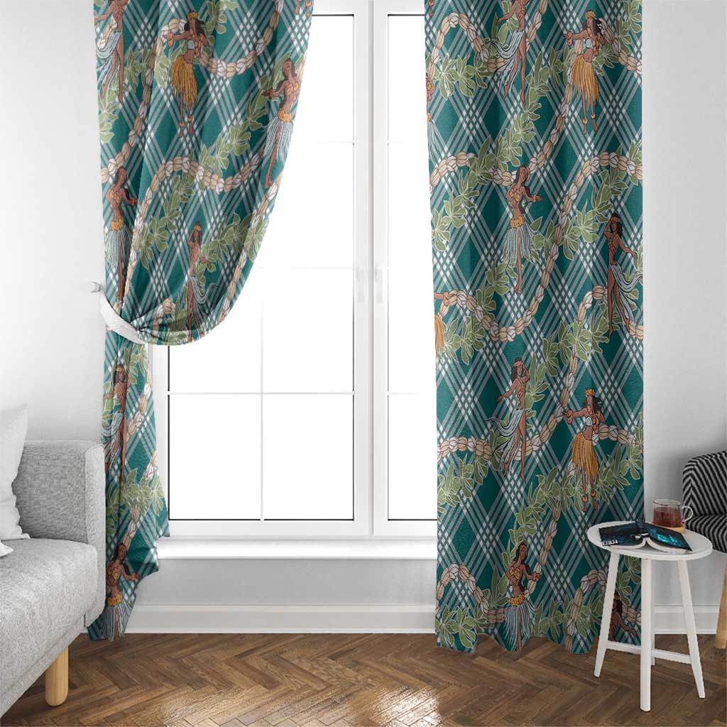 Teal Palaka Hula Girls Seamless Hawaii Aloha Window Curtain LT7 - Polynesian Pride