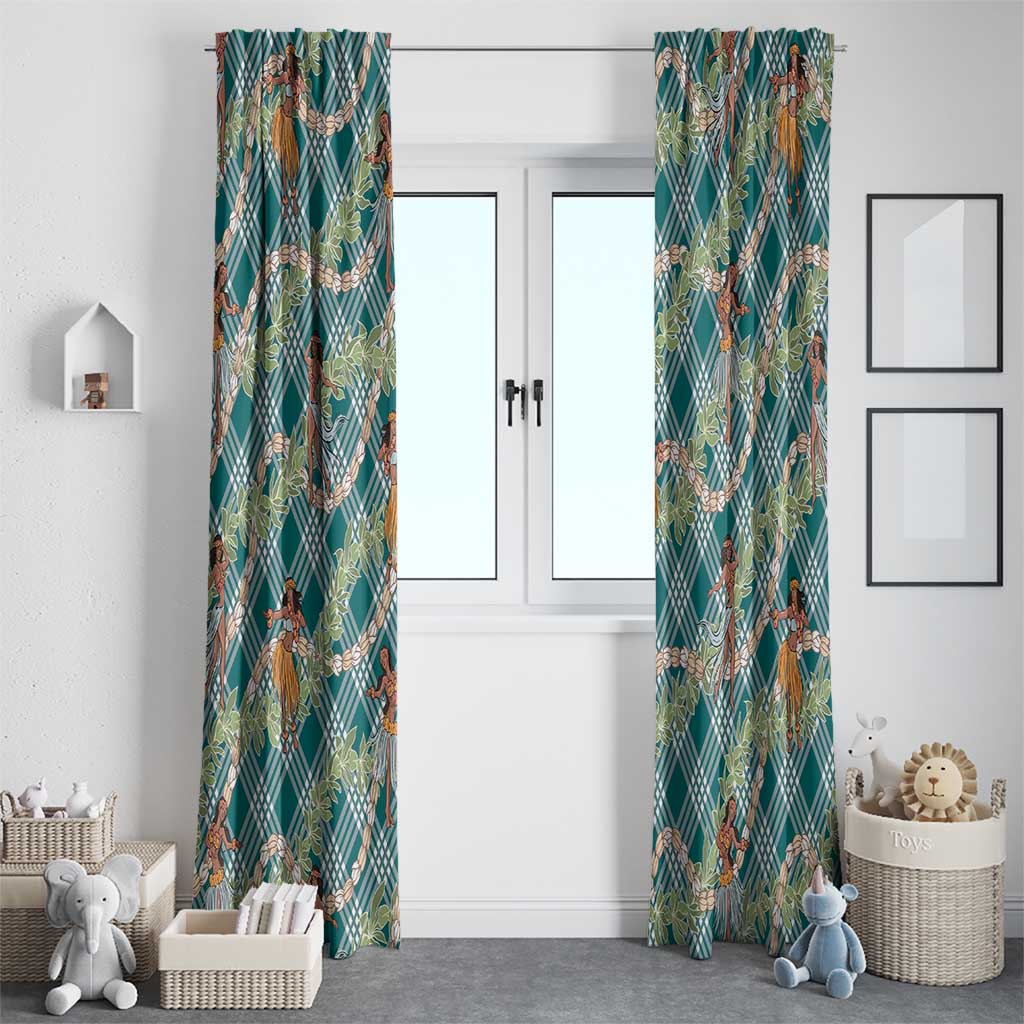 Teal Palaka Hula Girls Seamless Hawaii Aloha Window Curtain LT7 - Polynesian Pride