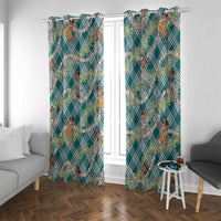 Teal Palaka Hula Girls Seamless Hawaii Aloha Window Curtain LT7 With Grommets Teal - Polynesian Pride