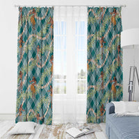 Teal Palaka Hula Girls Seamless Hawaii Aloha Window Curtain LT7 - Polynesian Pride