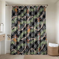 Sable Palaka Hula Girls Seamless Hawaii Aloha Bathroom Set LT7 Shower Curtain Only Black - Polynesian Pride
