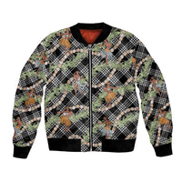 Sable Palaka Hula Girls Seamless Hawaii Aloha Bomber Jacket LT7 Unisex Black - Polynesian Pride