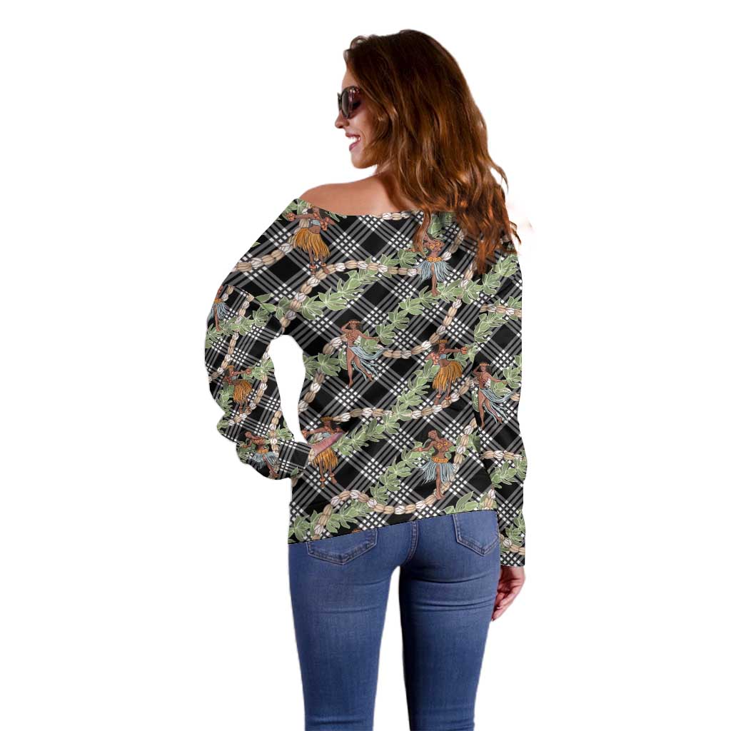Sable Palaka Hula Girls Seamless Hawaii Aloha Off Shoulder Sweater LT7 - Polynesian Pride
