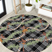 Sable Palaka Hula Girls Seamless Hawaii Aloha Round Carpet LT7 Black - Polynesian Pride