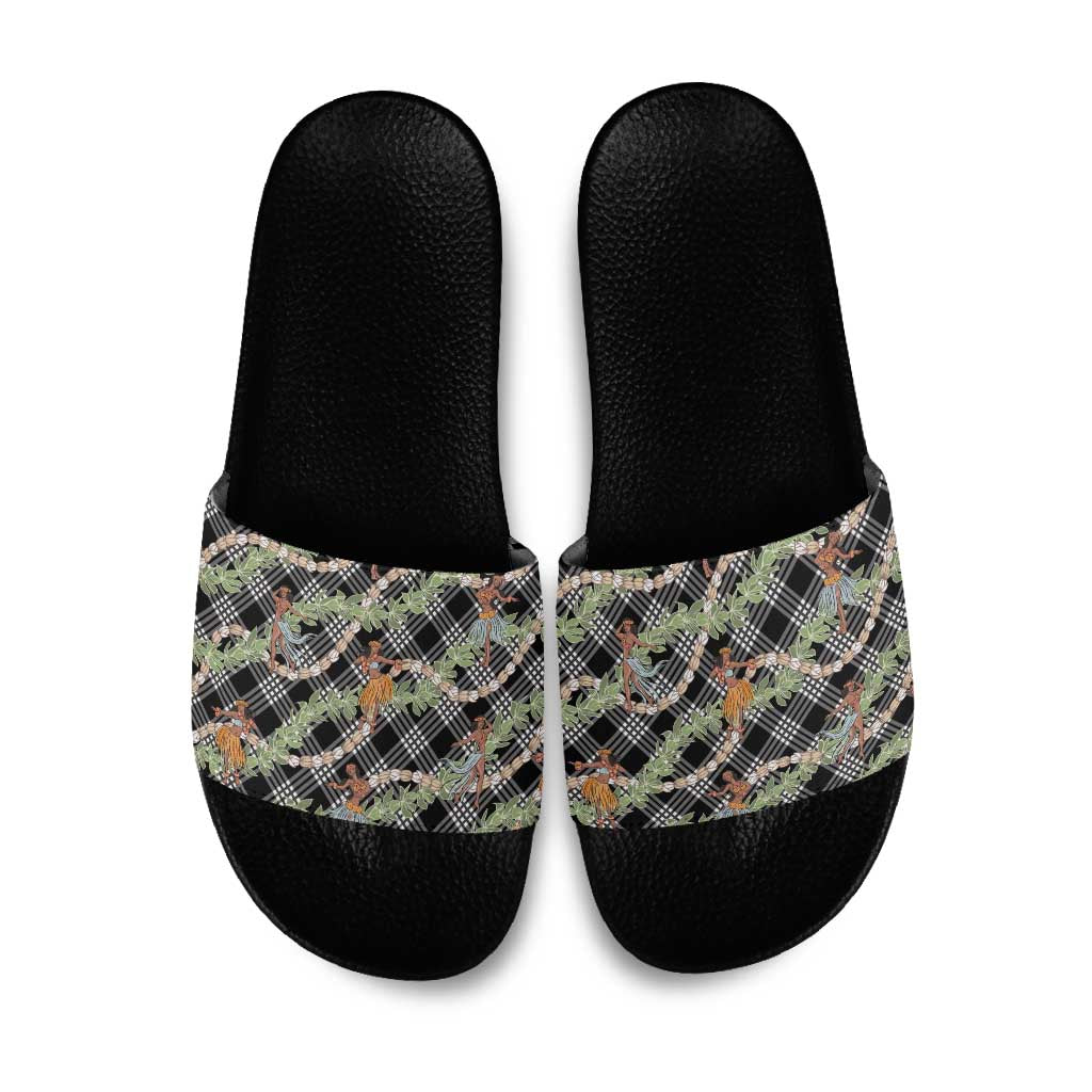 Sable Palaka Hula Girls Seamless Hawaii Aloha Slide Sandals LT7 Black - Polynesian Pride