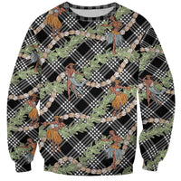 Sable Palaka Hula Girls Seamless Hawaii Aloha Sweatshirt LT7 Unisex Black - Polynesian Pride