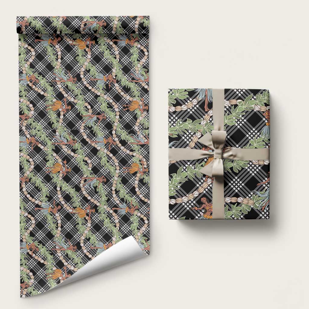 Sable Palaka Hula Girls Seamless Hawaii Aloha Wrapping Paper LT7 58" × 23" Black - Polynesian Pride